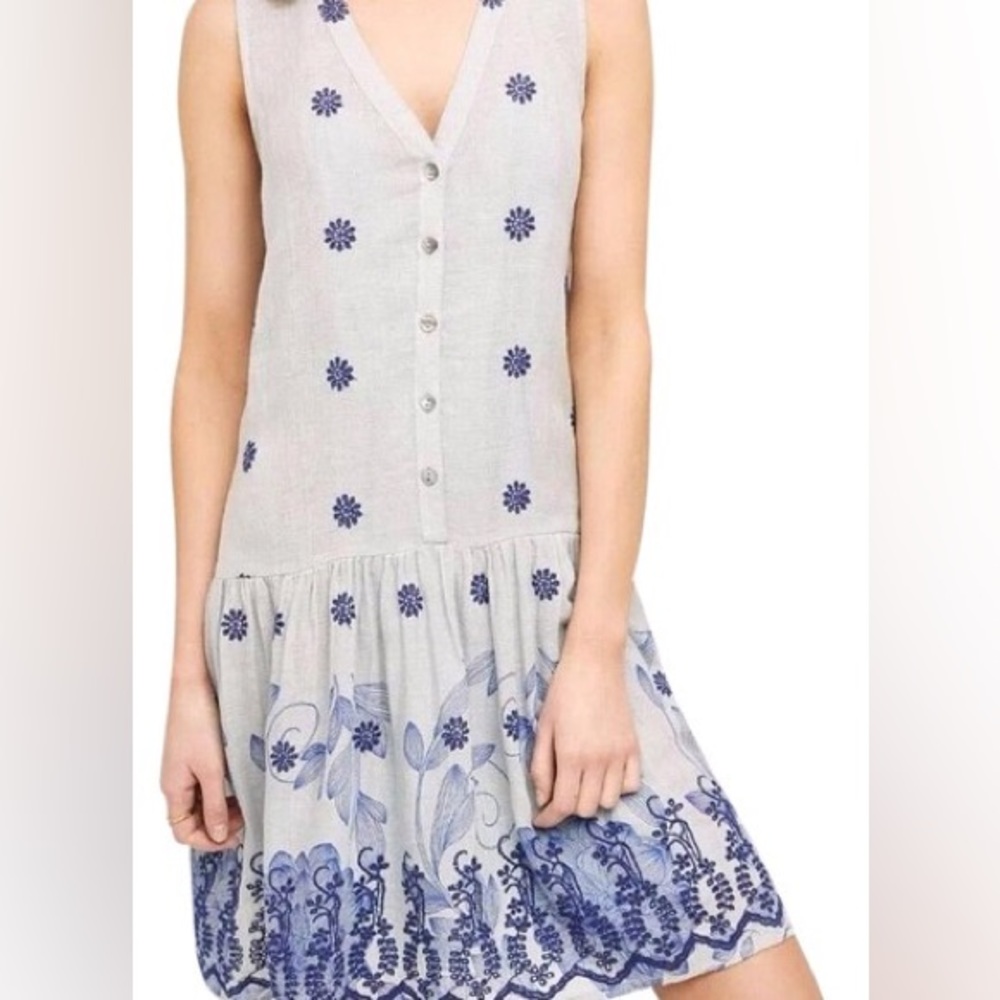 Anthropologie Maeve Pippa Embroidered Swing Dress. Large